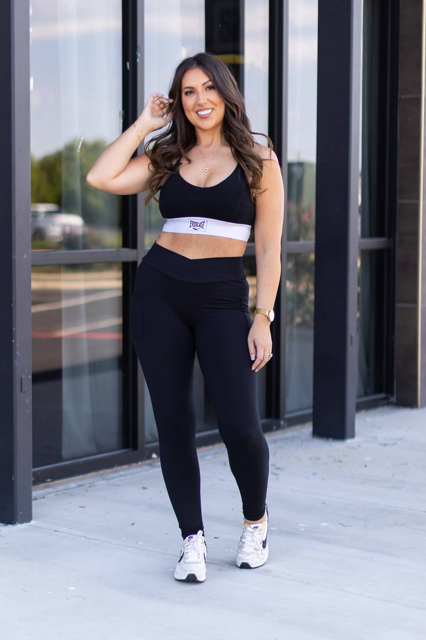 The Stephanie - Crossover BLACK Pocket Full Length Legging