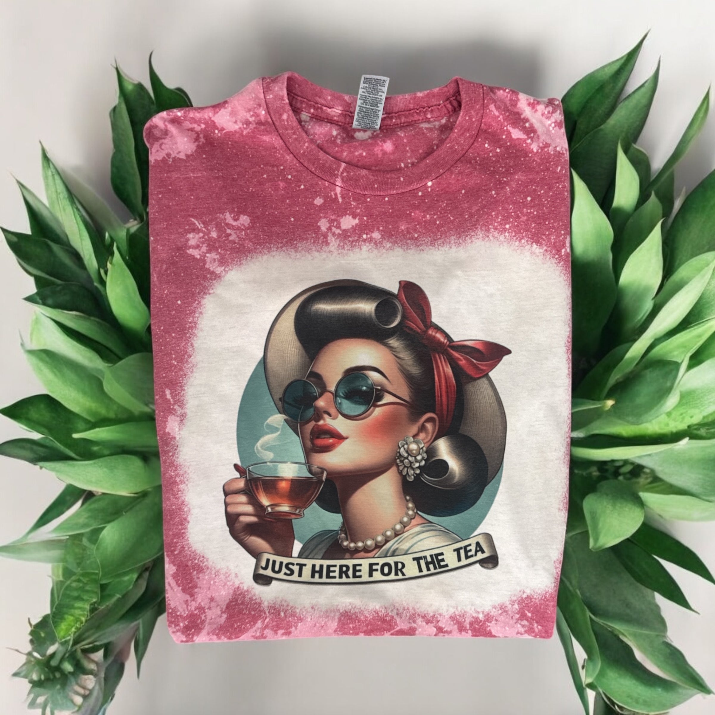 Here For The Tea Bleached T Shirt