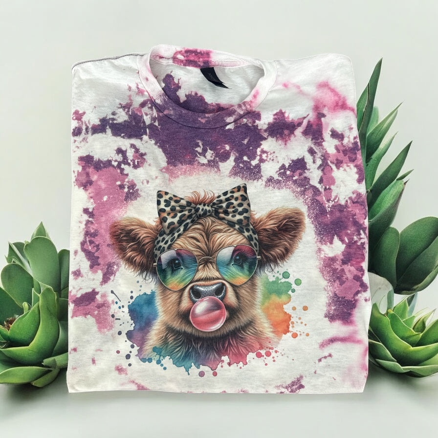 Rainbow Cow Bleached T Shirt