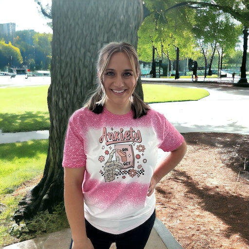 Anxiety On/Off Ombre Bleached T Shirt