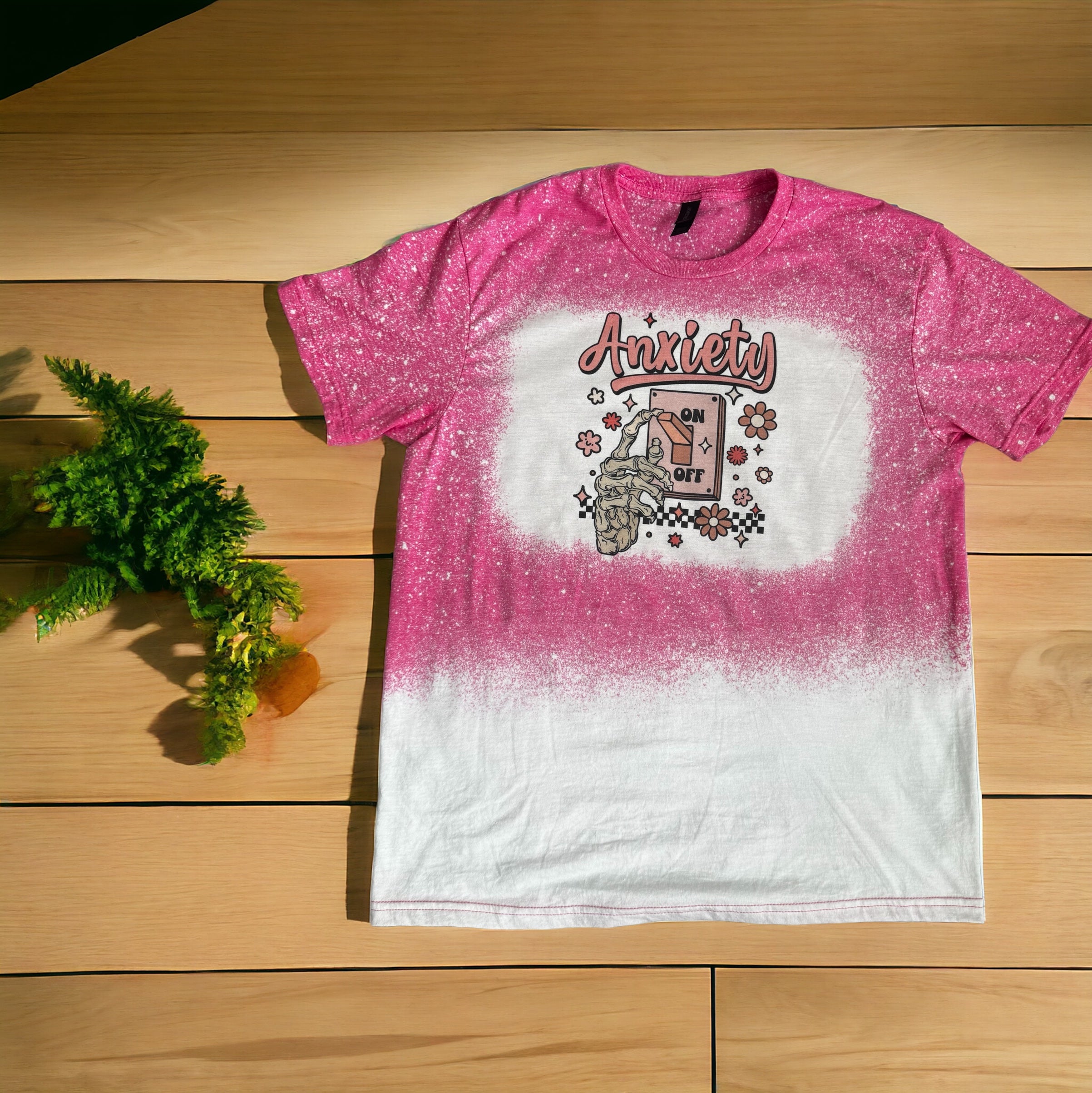Anxiety On/Off Ombre Bleached T Shirt