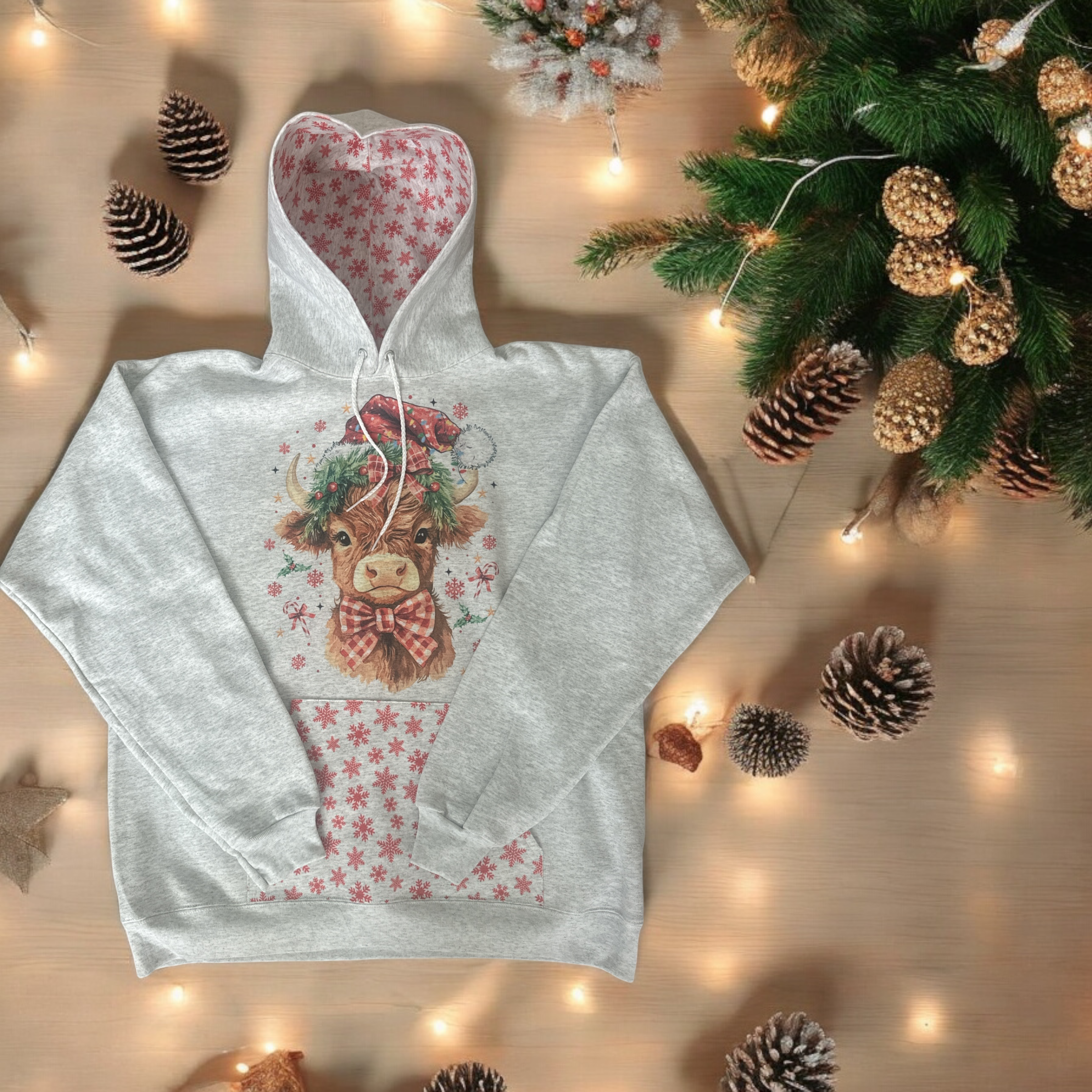 Christmas Cow Hooded Sweatshirt
