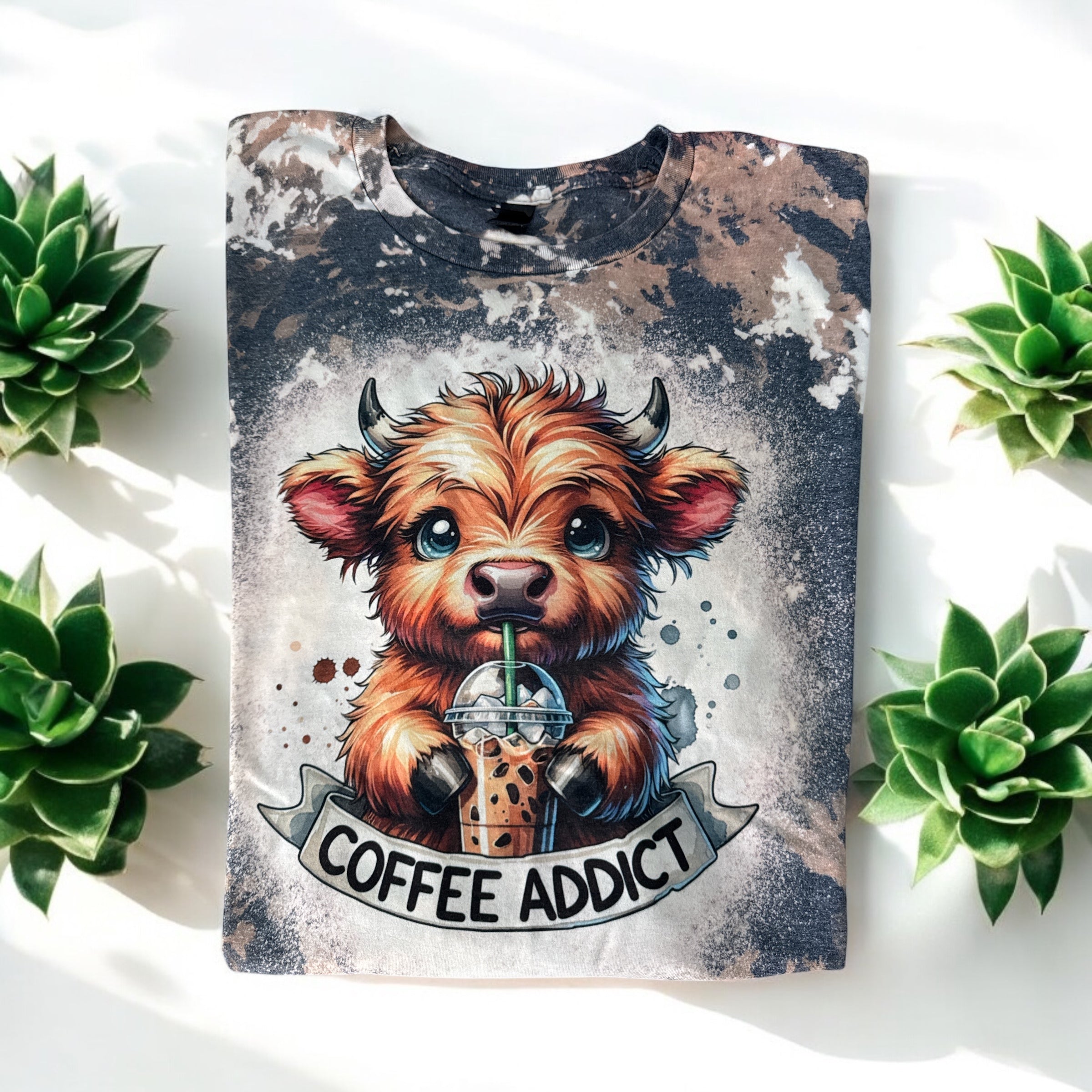 Coffee Addict Cow T shirt