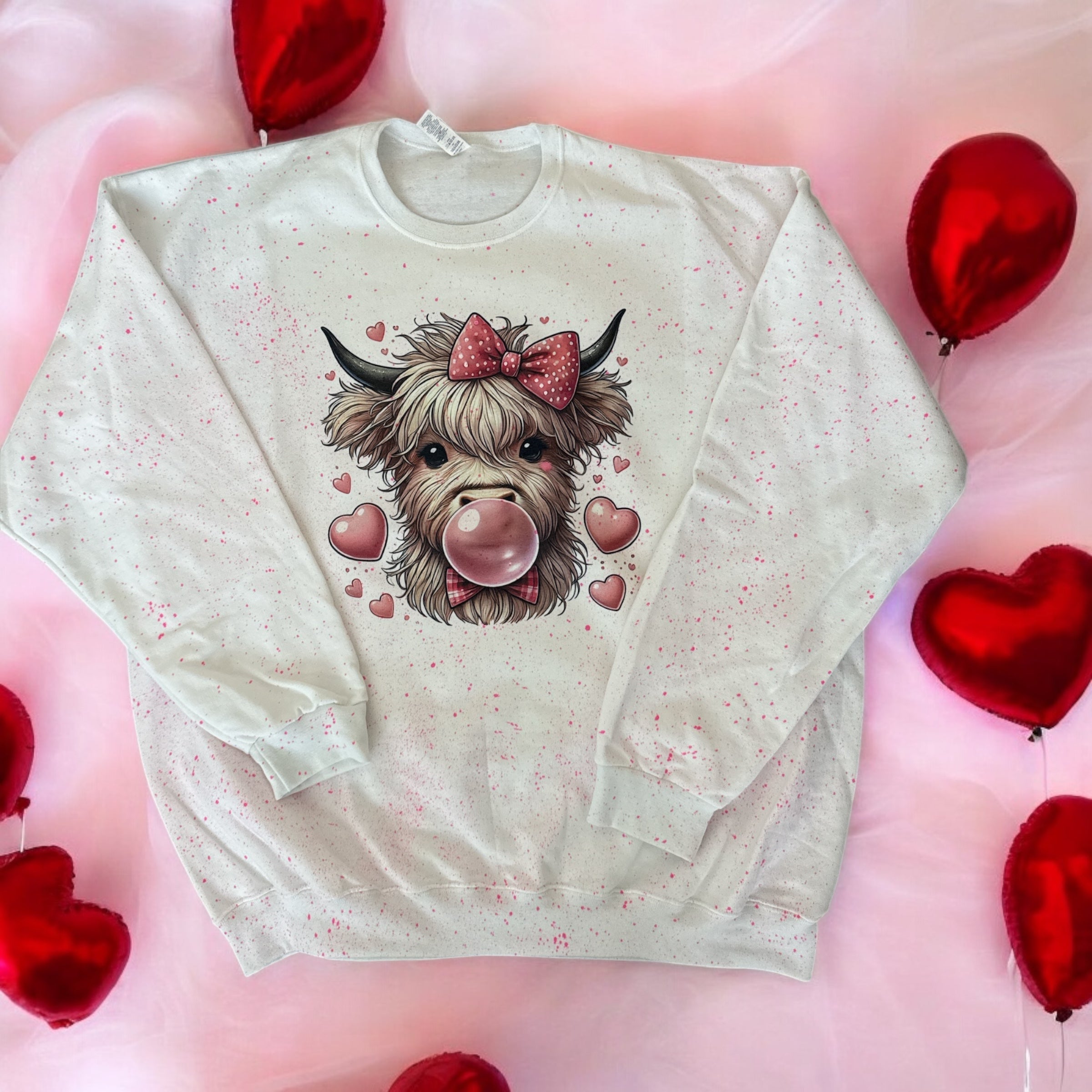 Bubblegum Highland Cow Sweatshirt