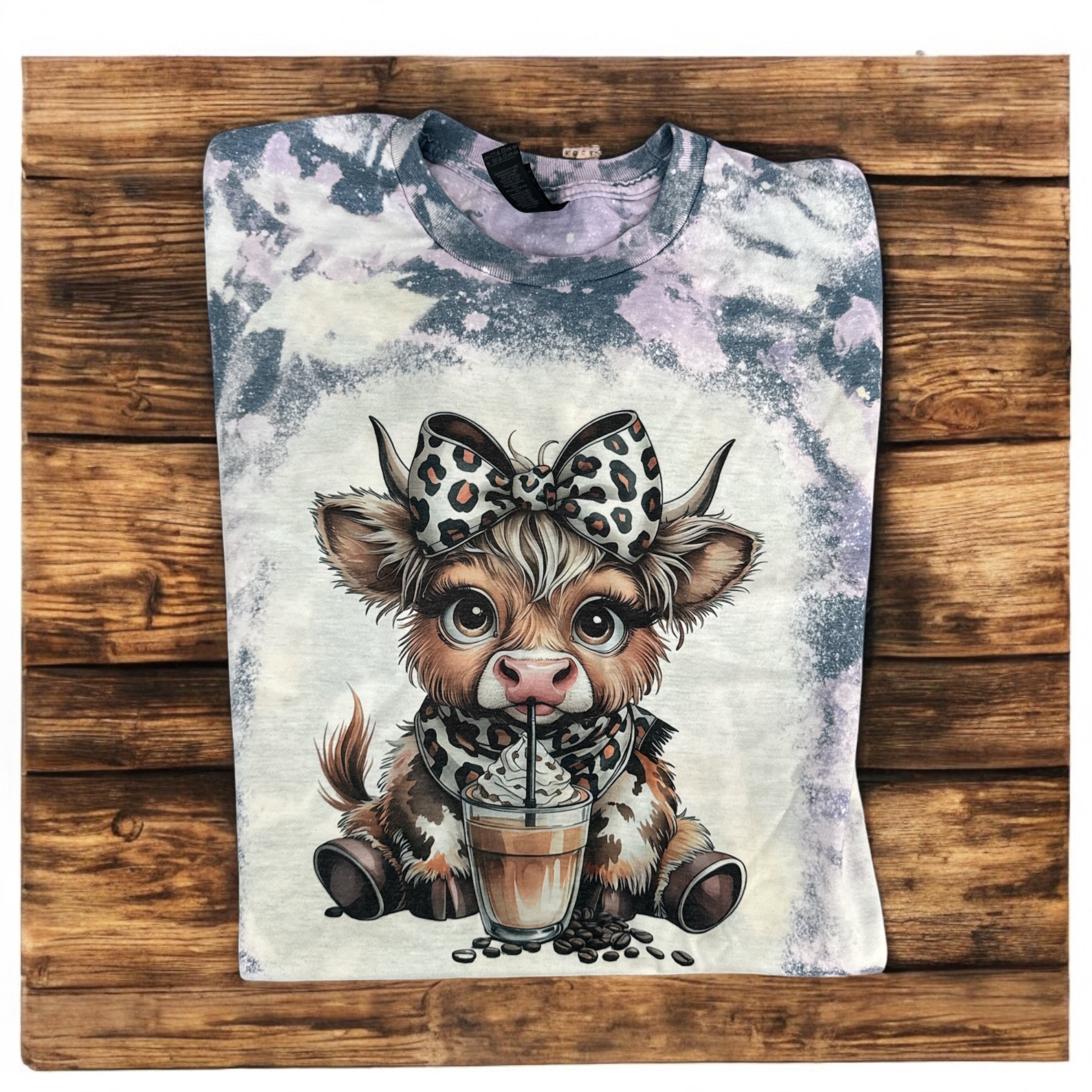 Leopard and Coffee Cow T Shirt