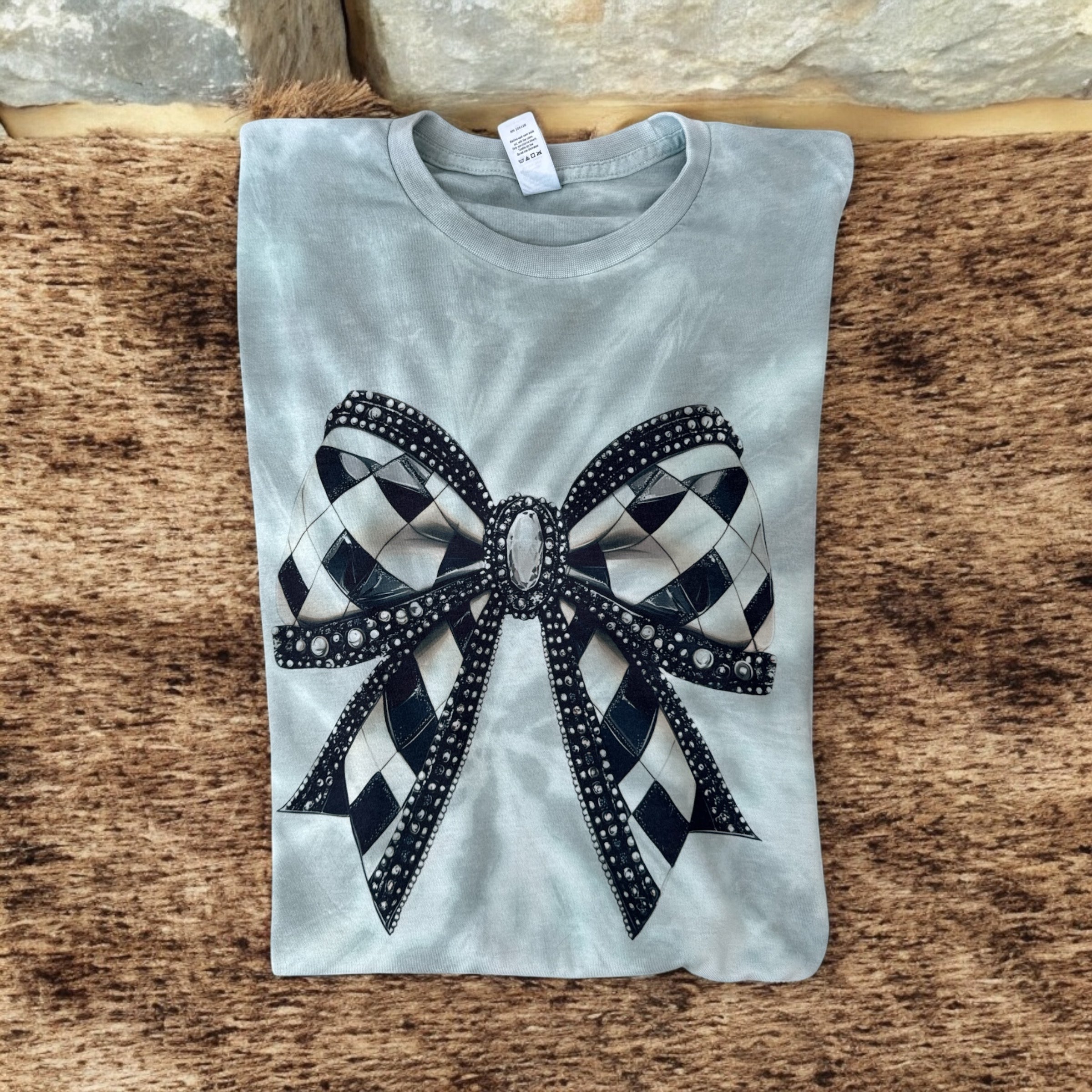 Checker Bow Tie Dye T Shirt