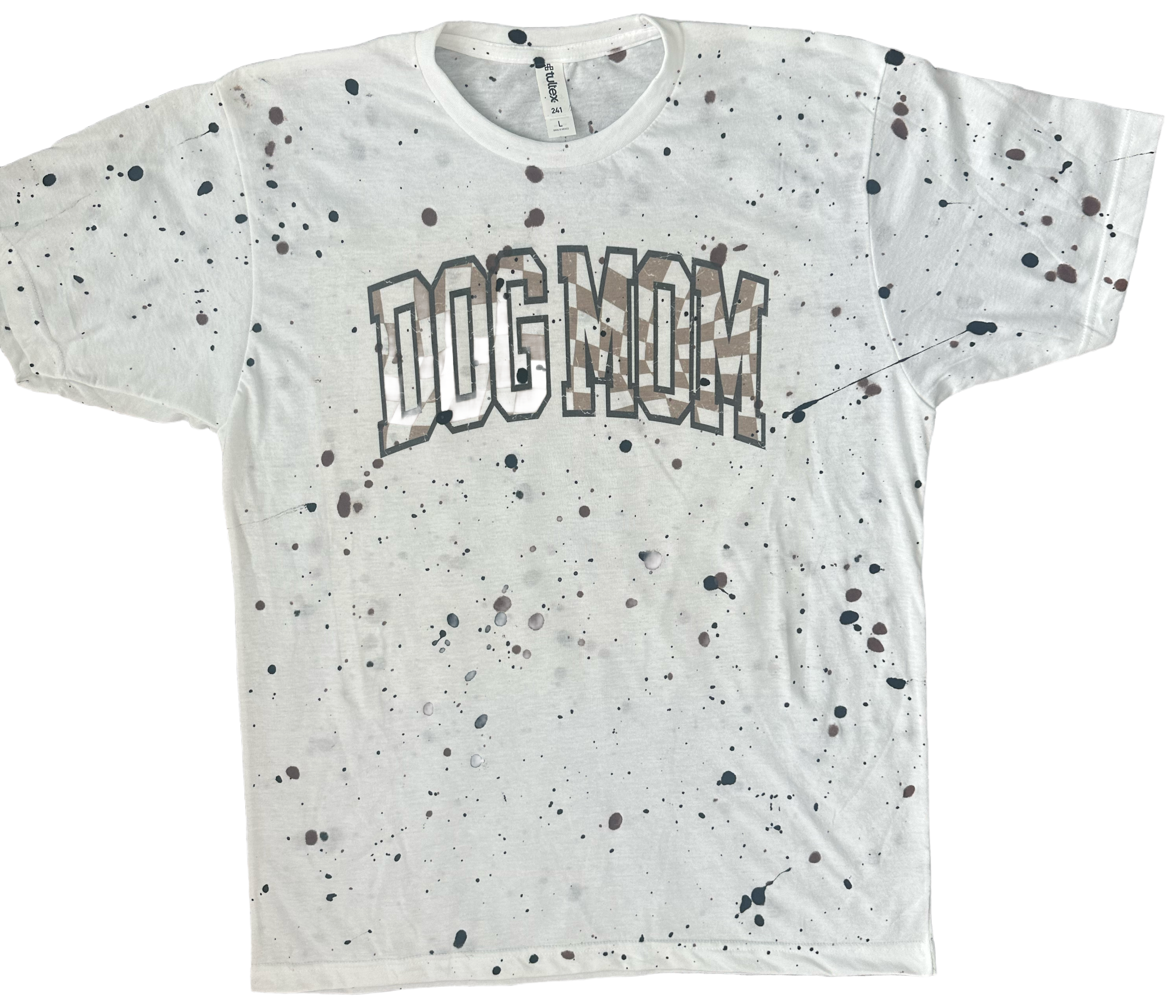 Dog Mama Beige College Font Paint Platter Tee