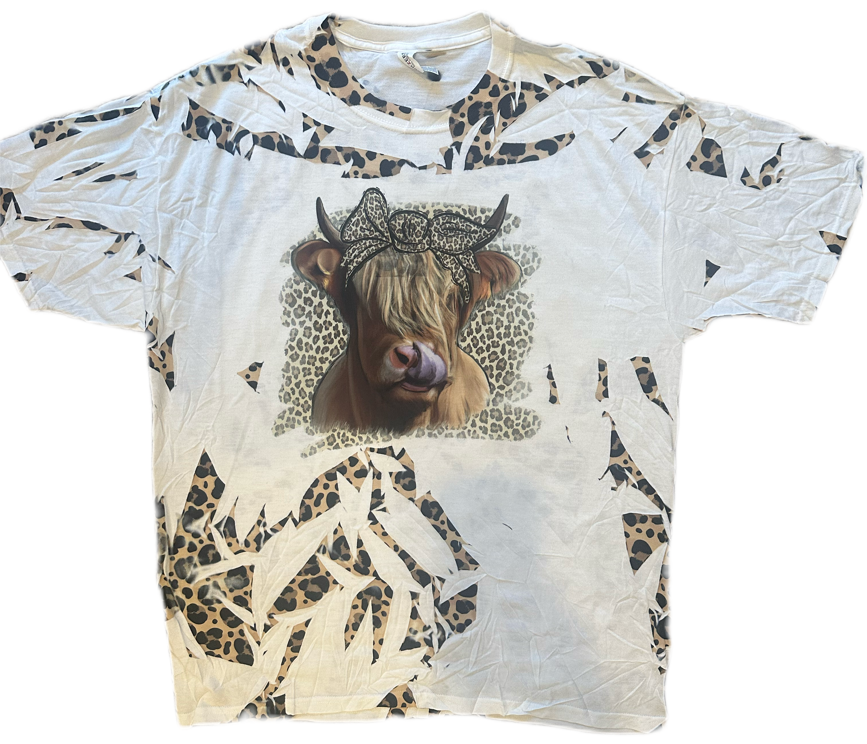 Highland Cow Leopard Print Shatter Tee