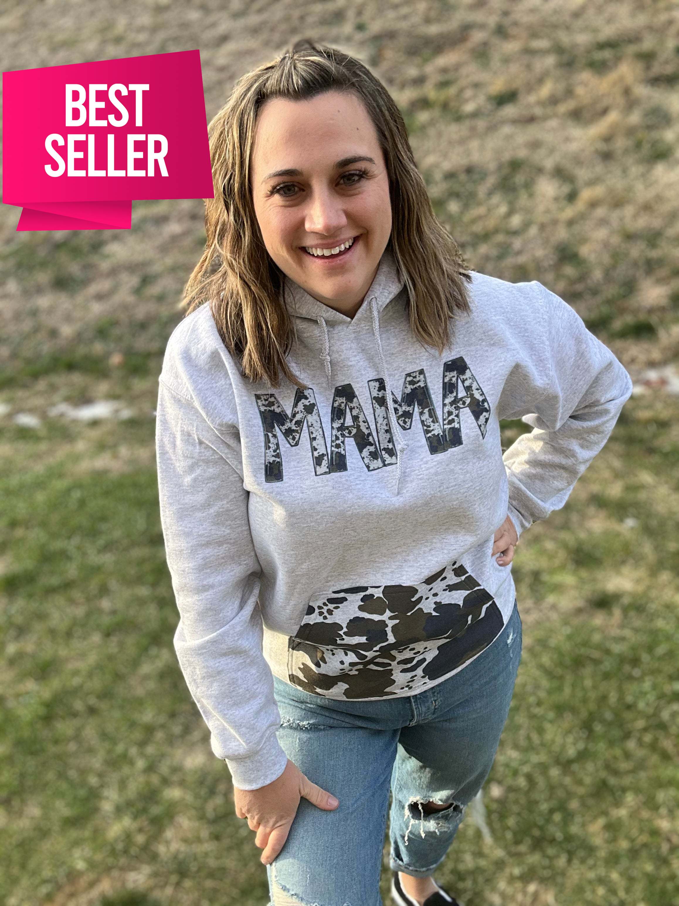 Mama CowPrint Hooded Sweatshirt