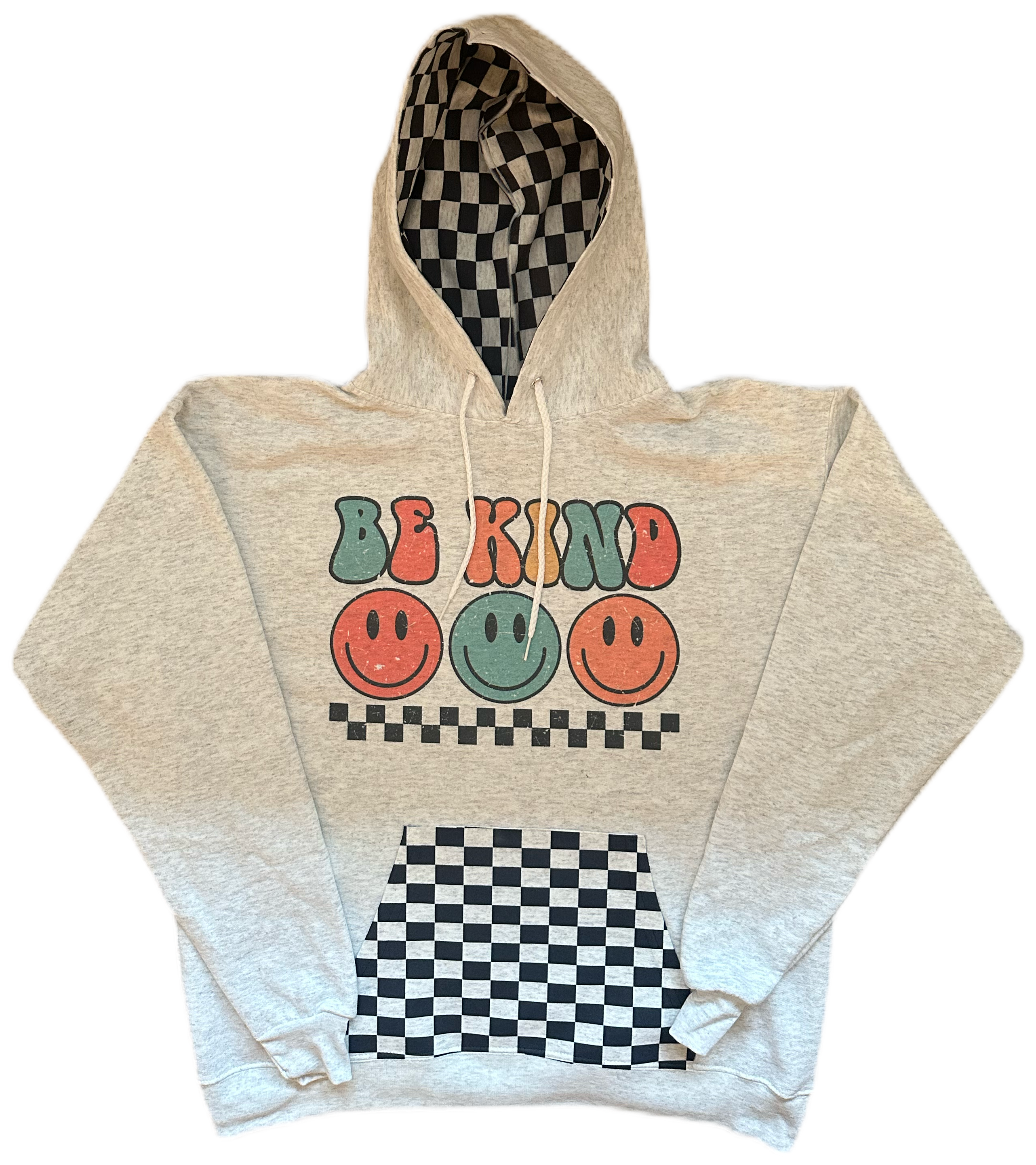 Be Kind Checkered Hooded Sweatshirt