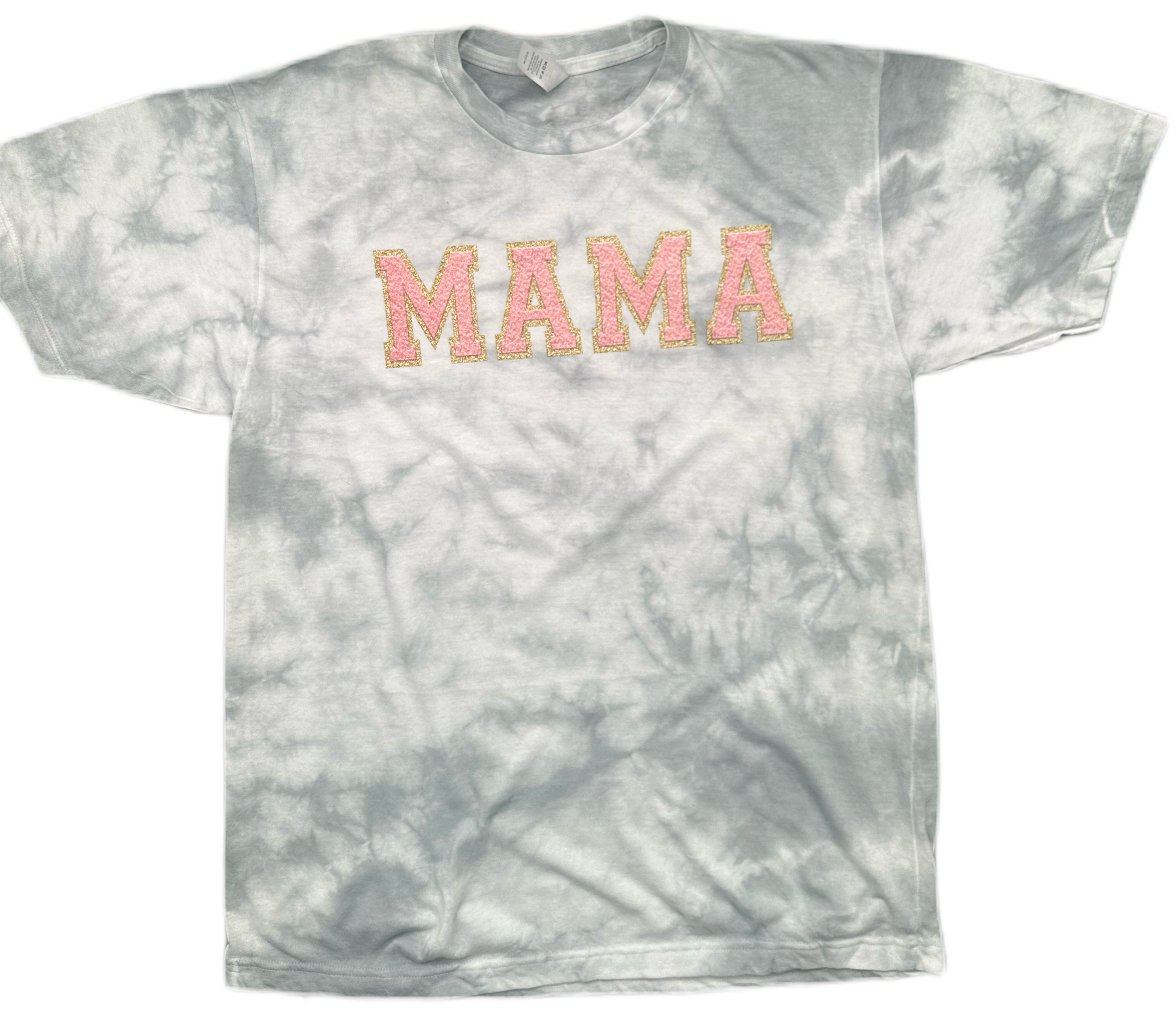 Mama Pink and Gold Lettering Tie Dye Tee