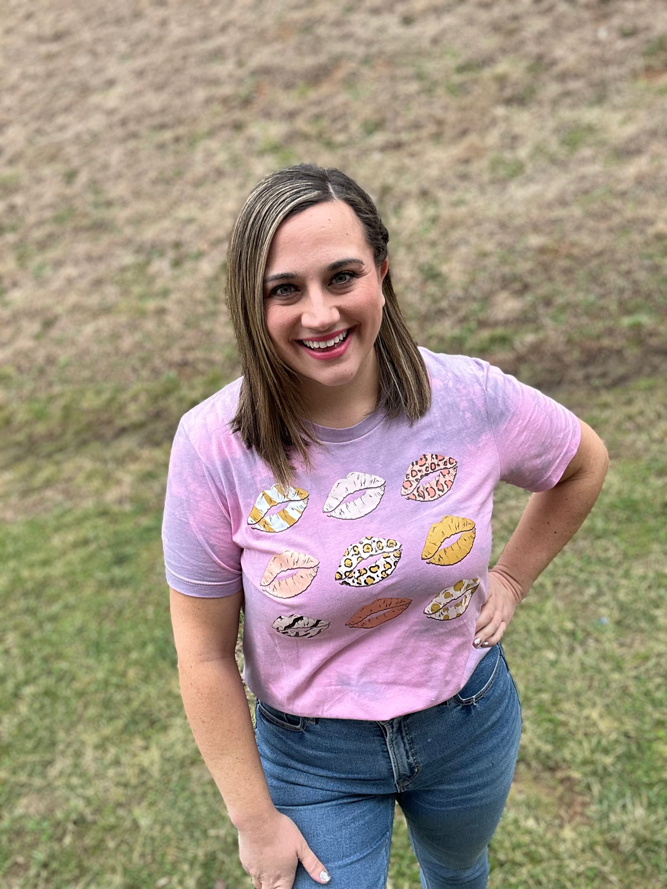 Printed Lips Tie Dye Tee