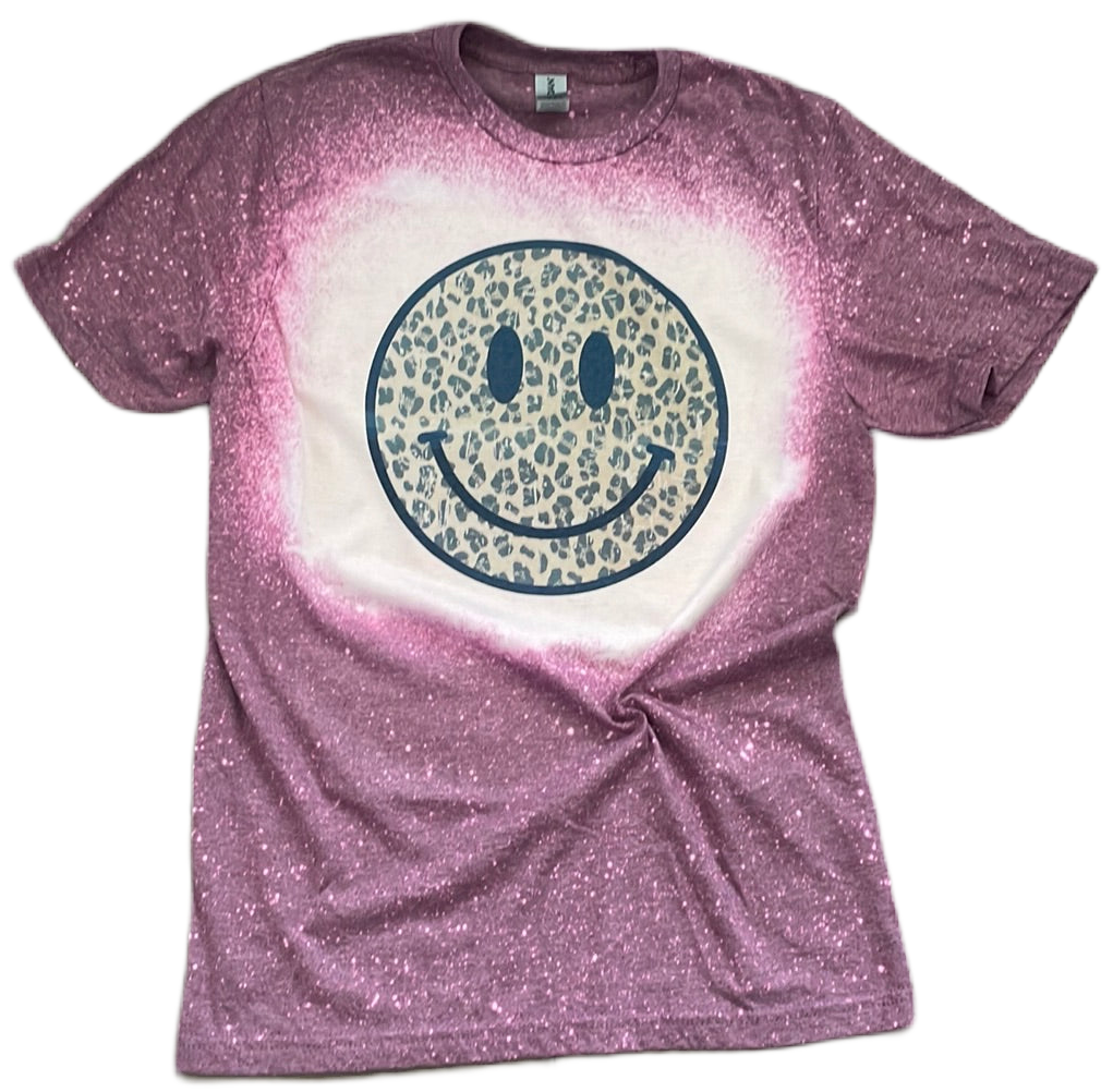 Leopard Print Smiley Face Tee