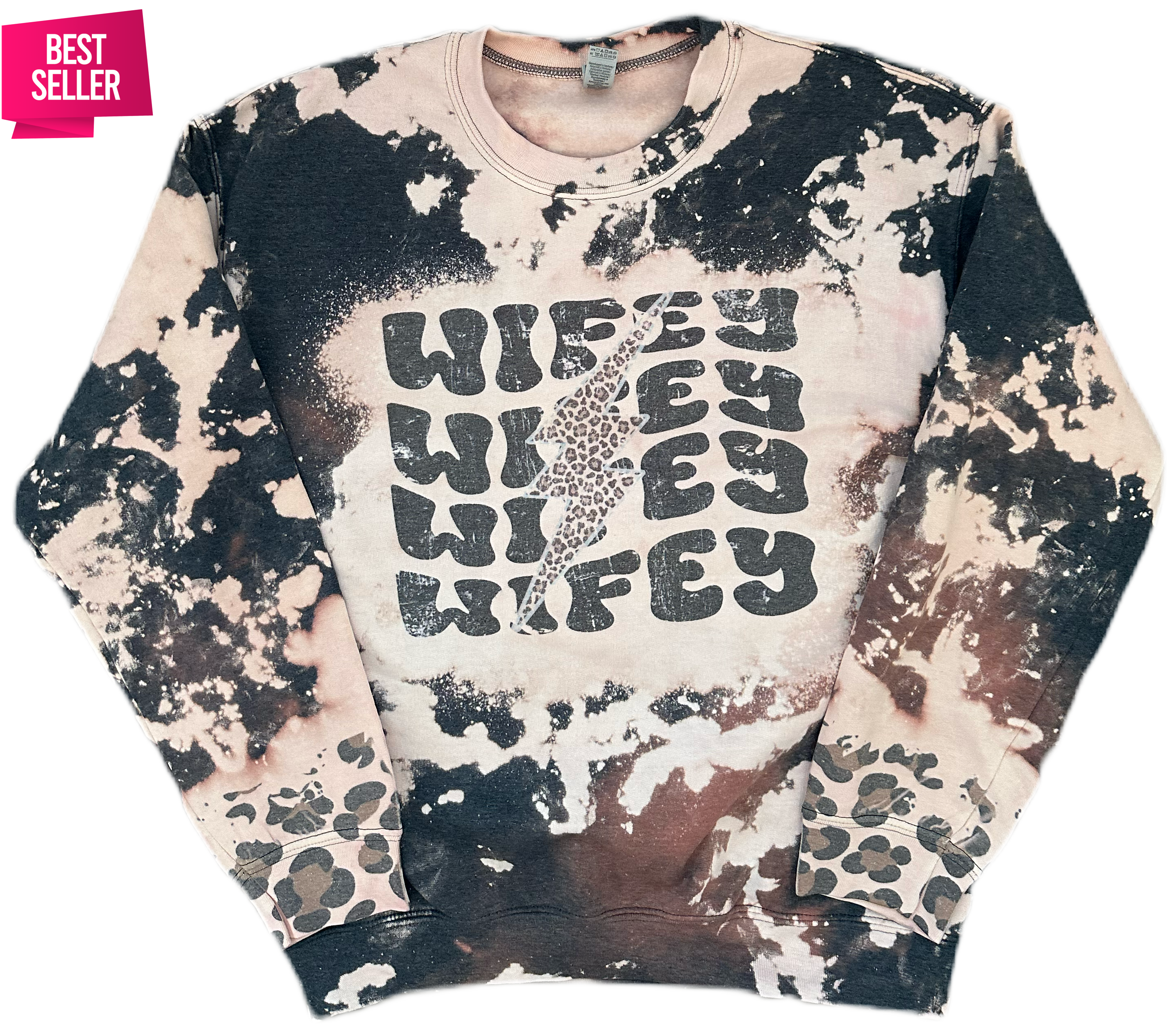 Wifey Lightening Bolt Leopard Print Sweatshirt