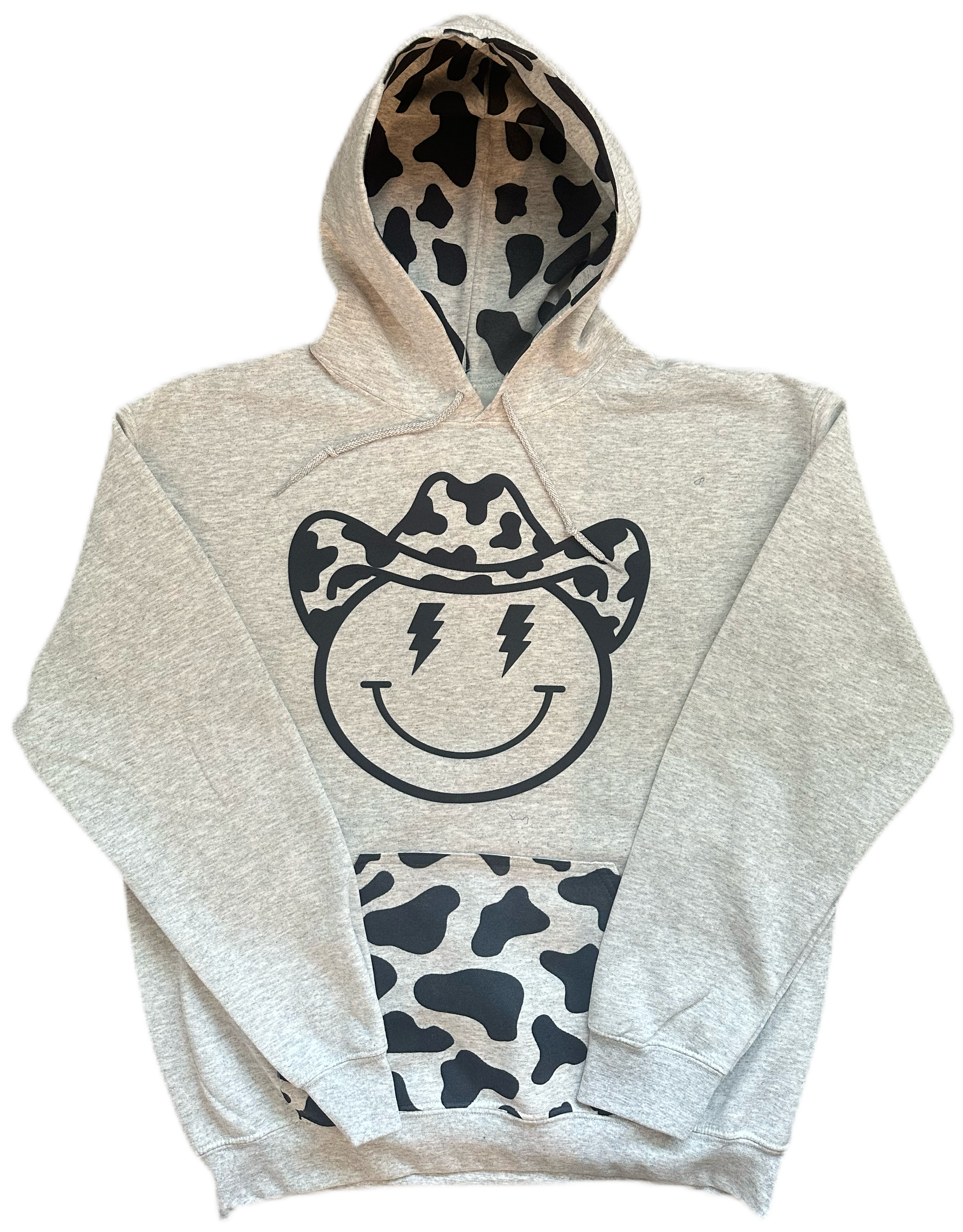 CowPrint Smiley Hooded Sweatshirt