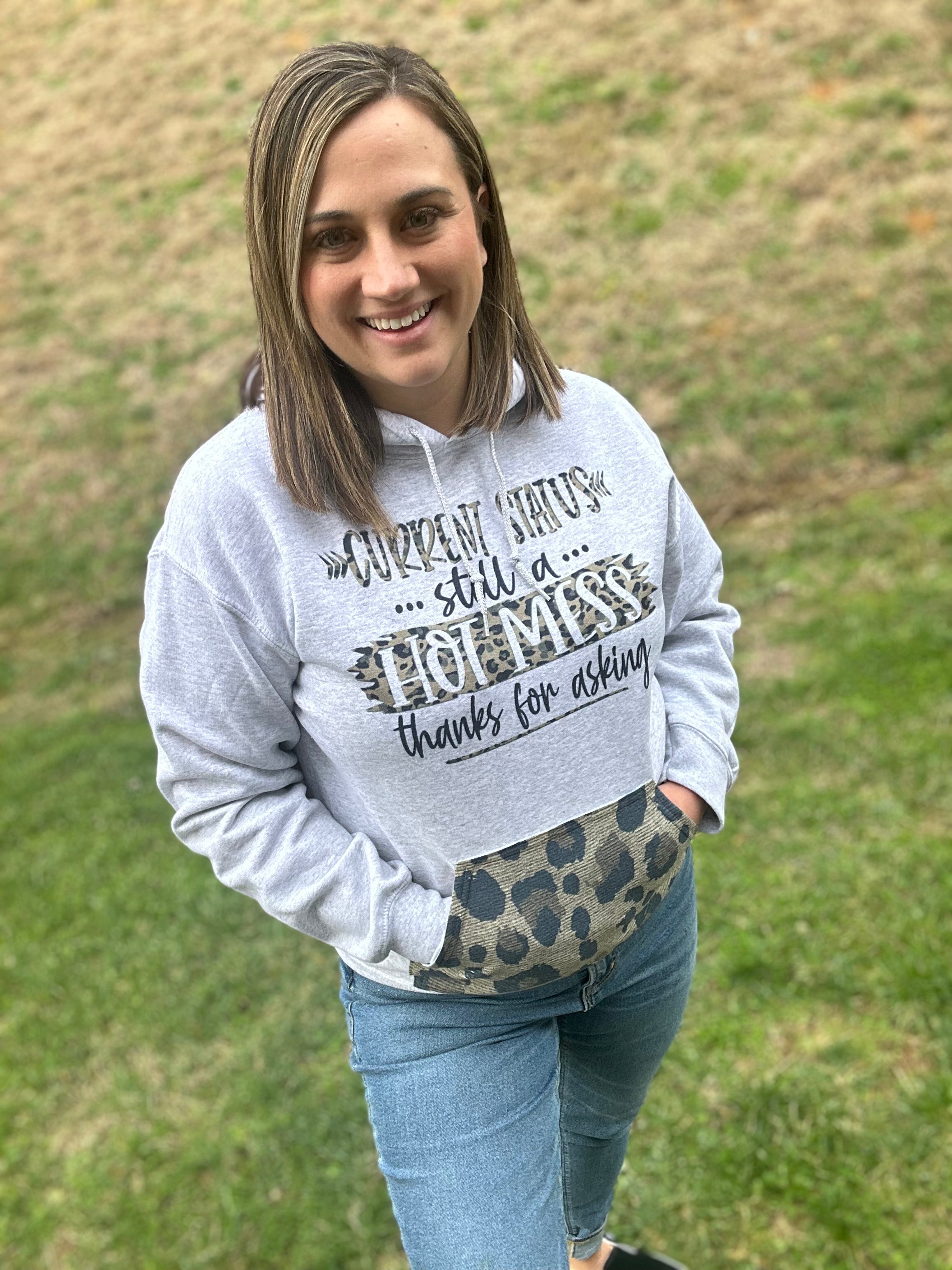 Current Status Leopard Print Hooded Sweatshirt