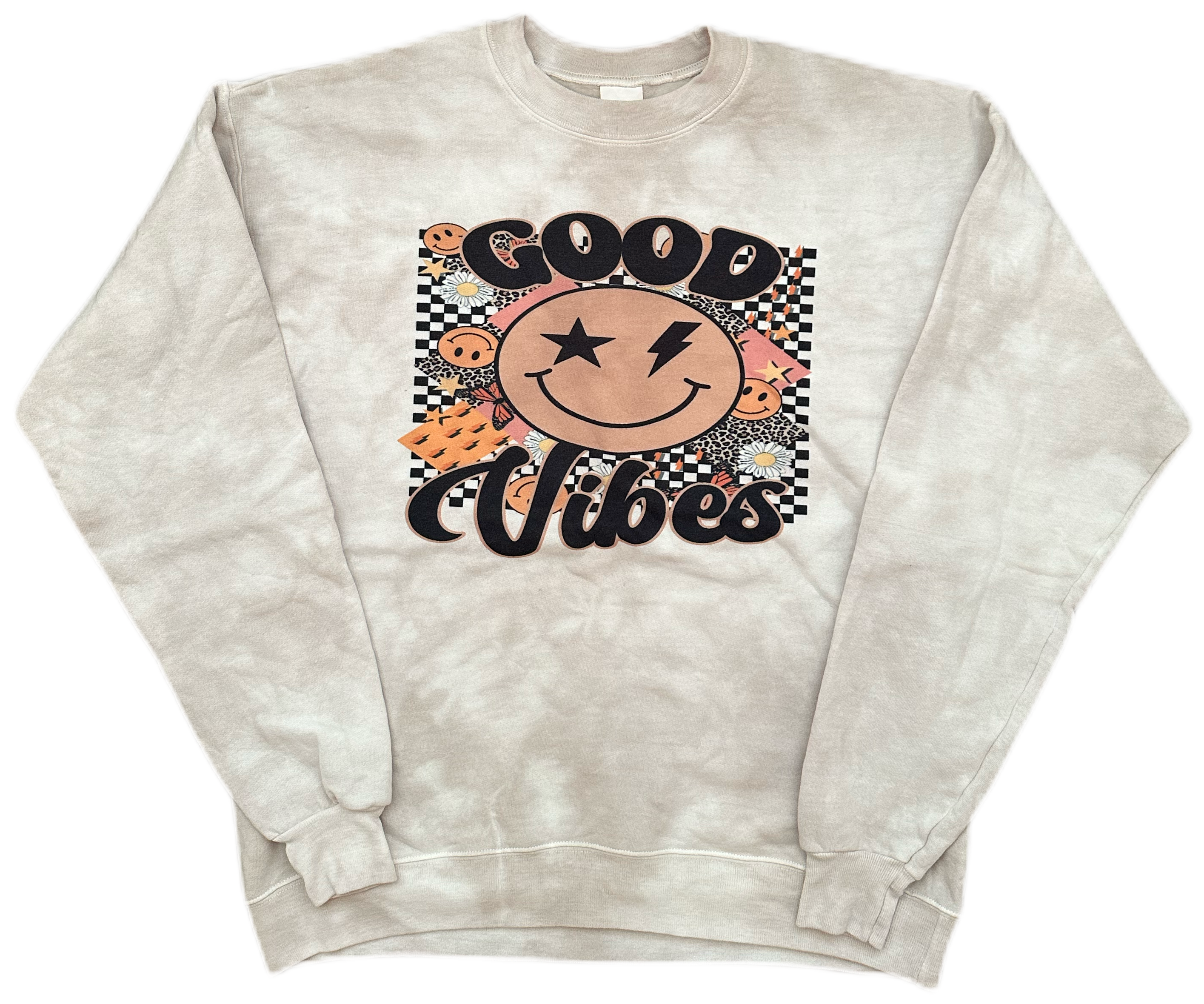 Good Vibes Smiley Tie Dye Sweatshirt