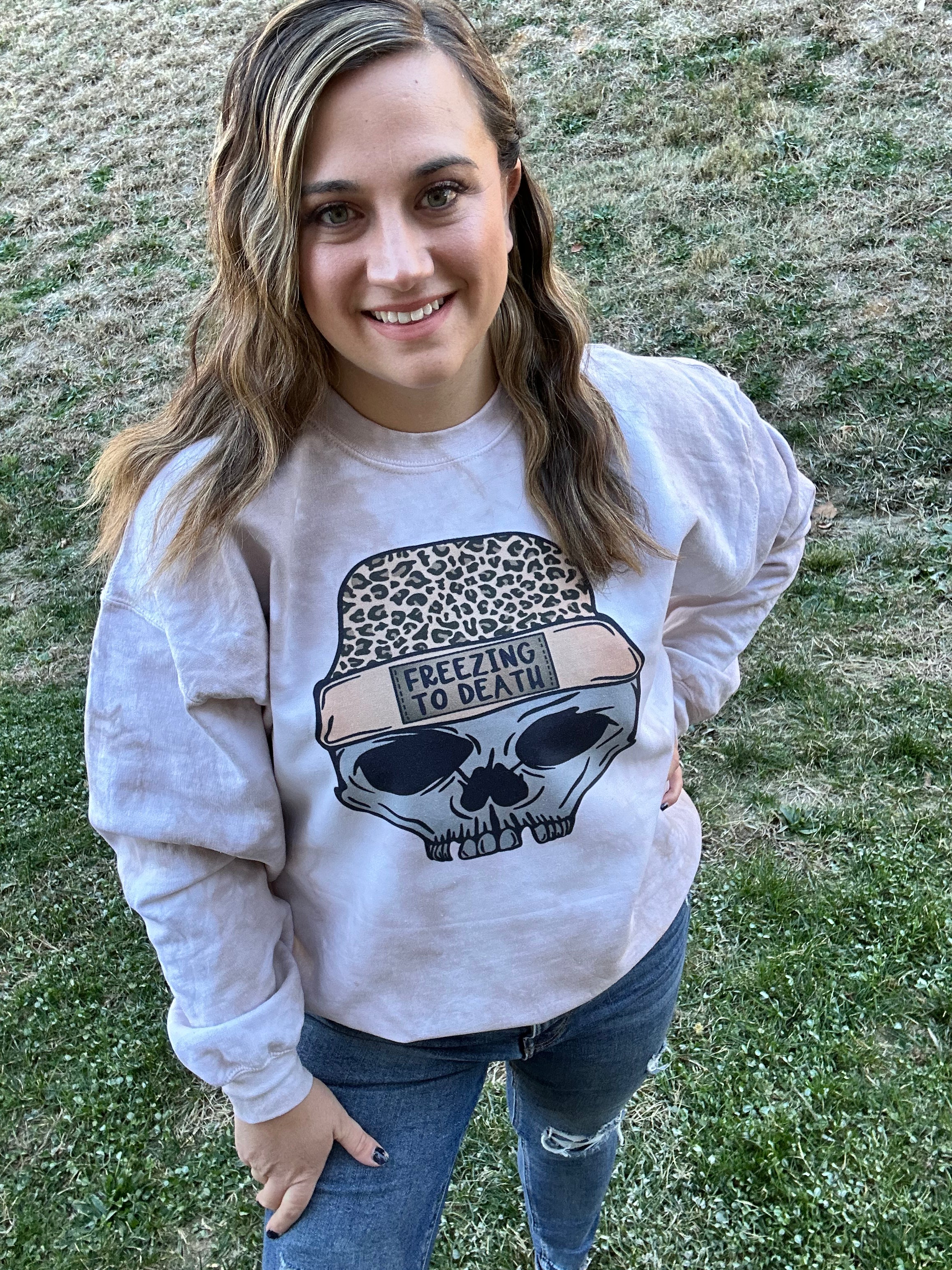 Freezing to Death Skull Leopard Sweatshirt