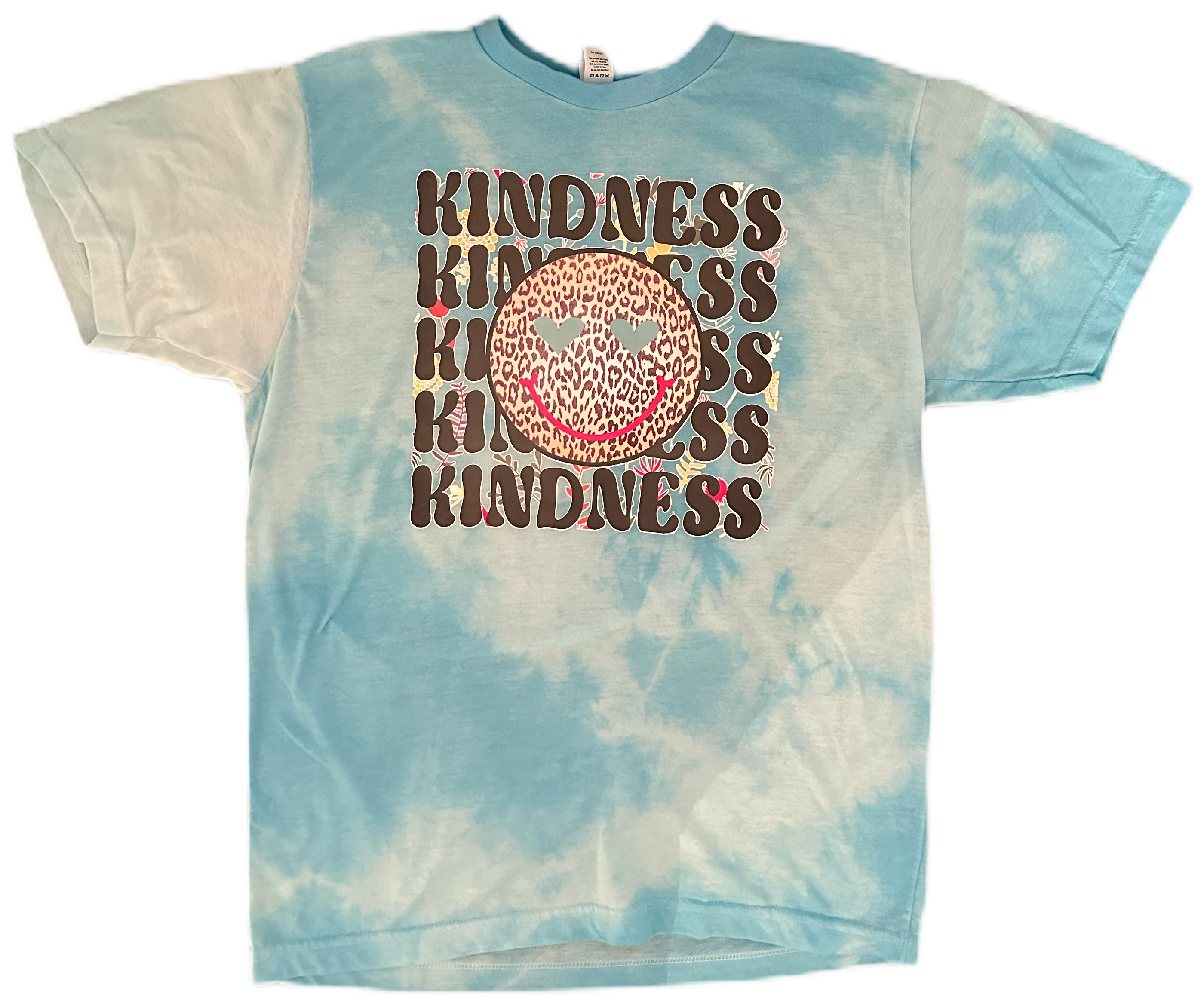 Kindness Leopard Smiley Tie Dye Tee