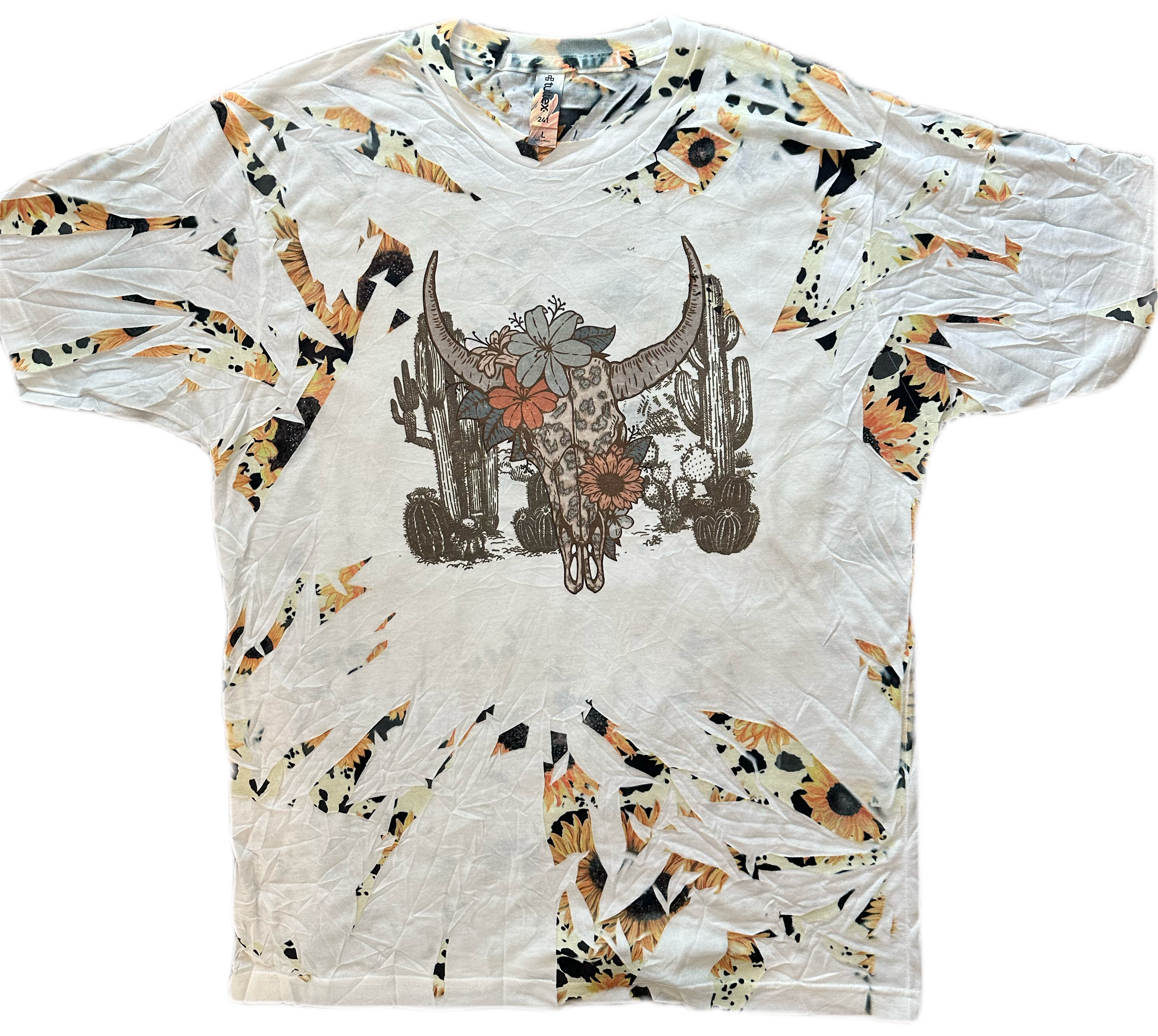 Cow Skull Sunflower Shatter Tee