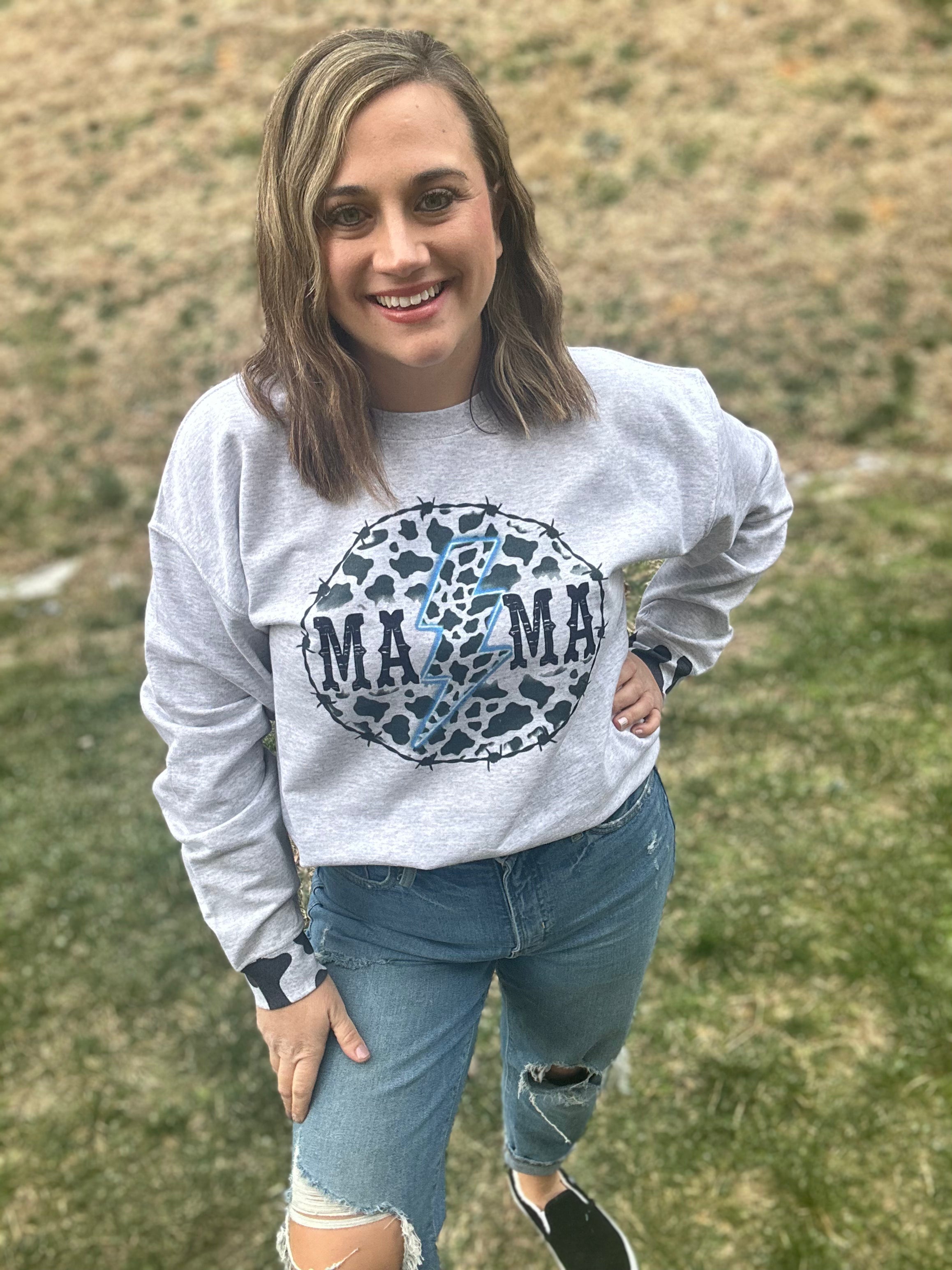 Mama Barbwire CowPrint Sweatshirt