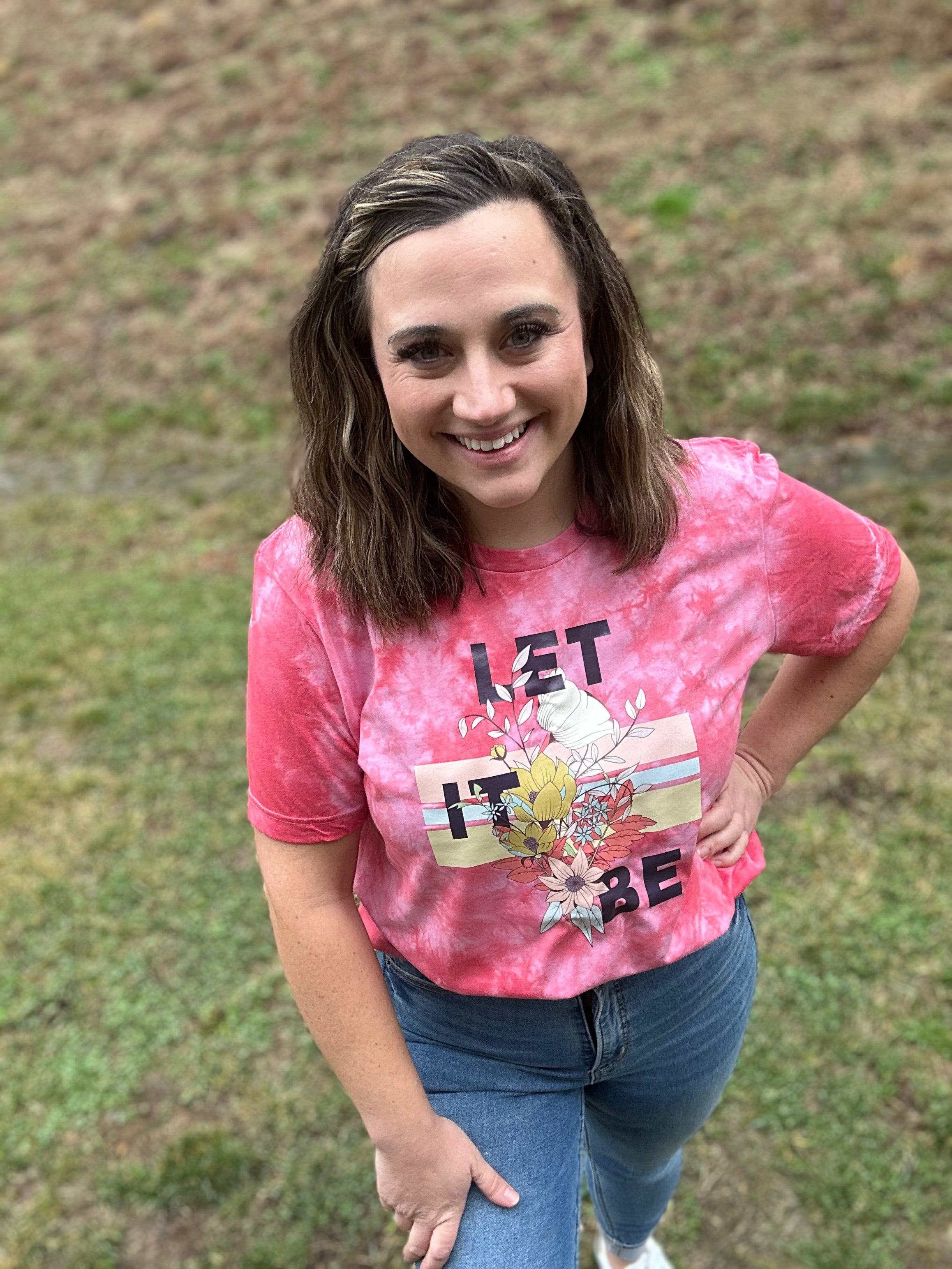 Let It Be Floral Tie Dye Tee
