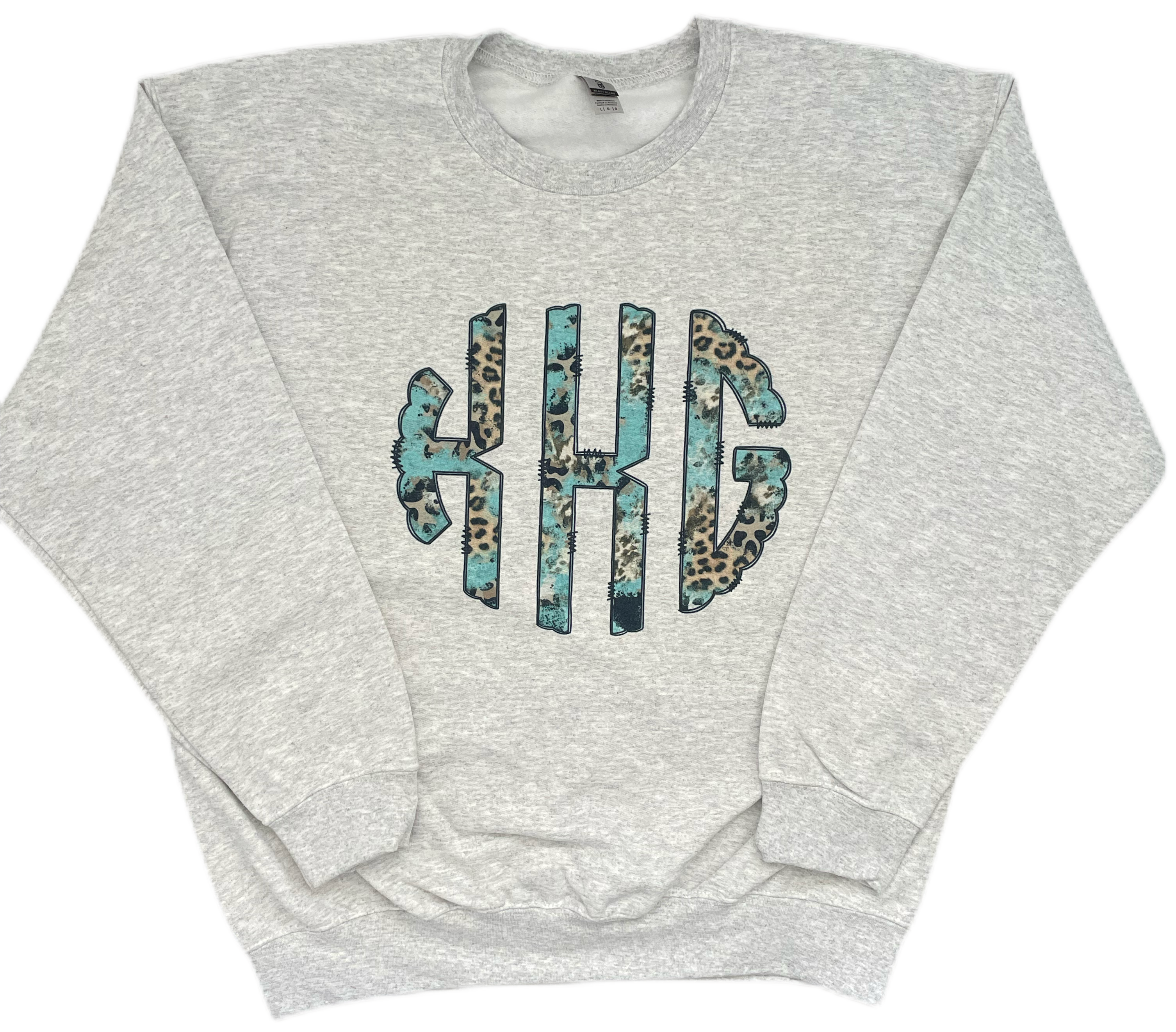 Monogram Sweatshirt Cow And Leopard Print