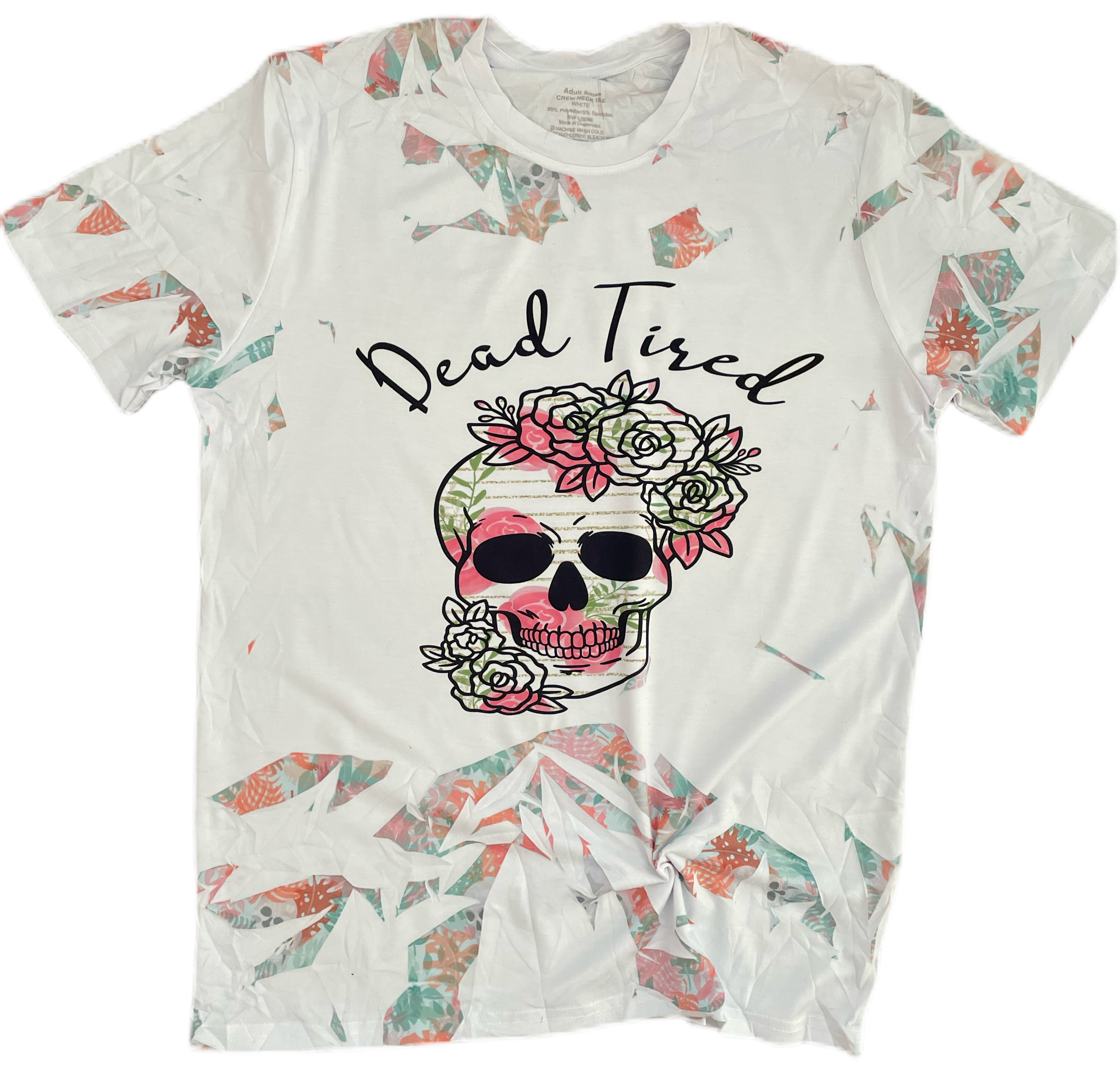 Dead Tired Flower And Skull Shatter Tee