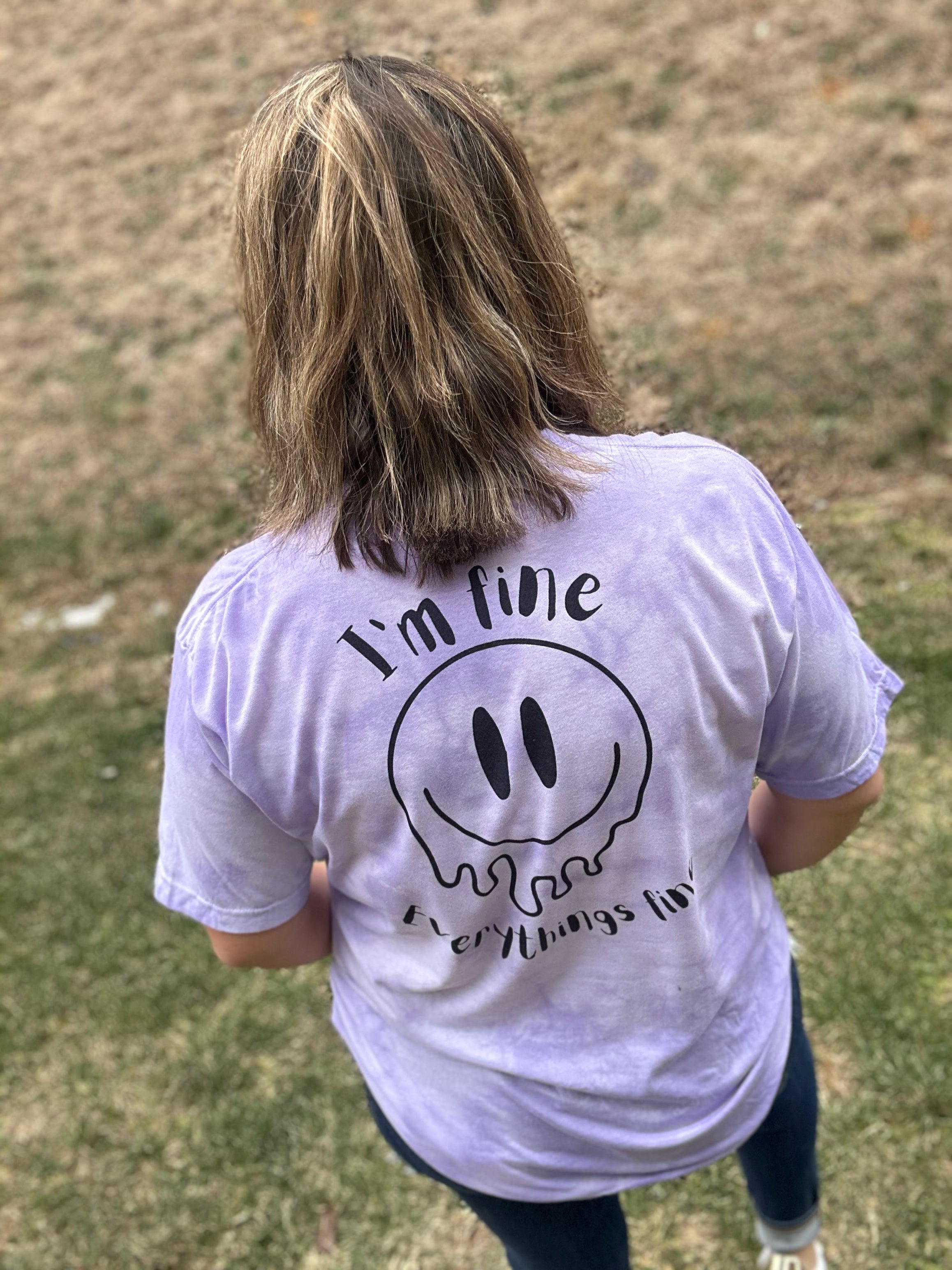 Drip Smiley Pocket/Im Fine Back Print Tee