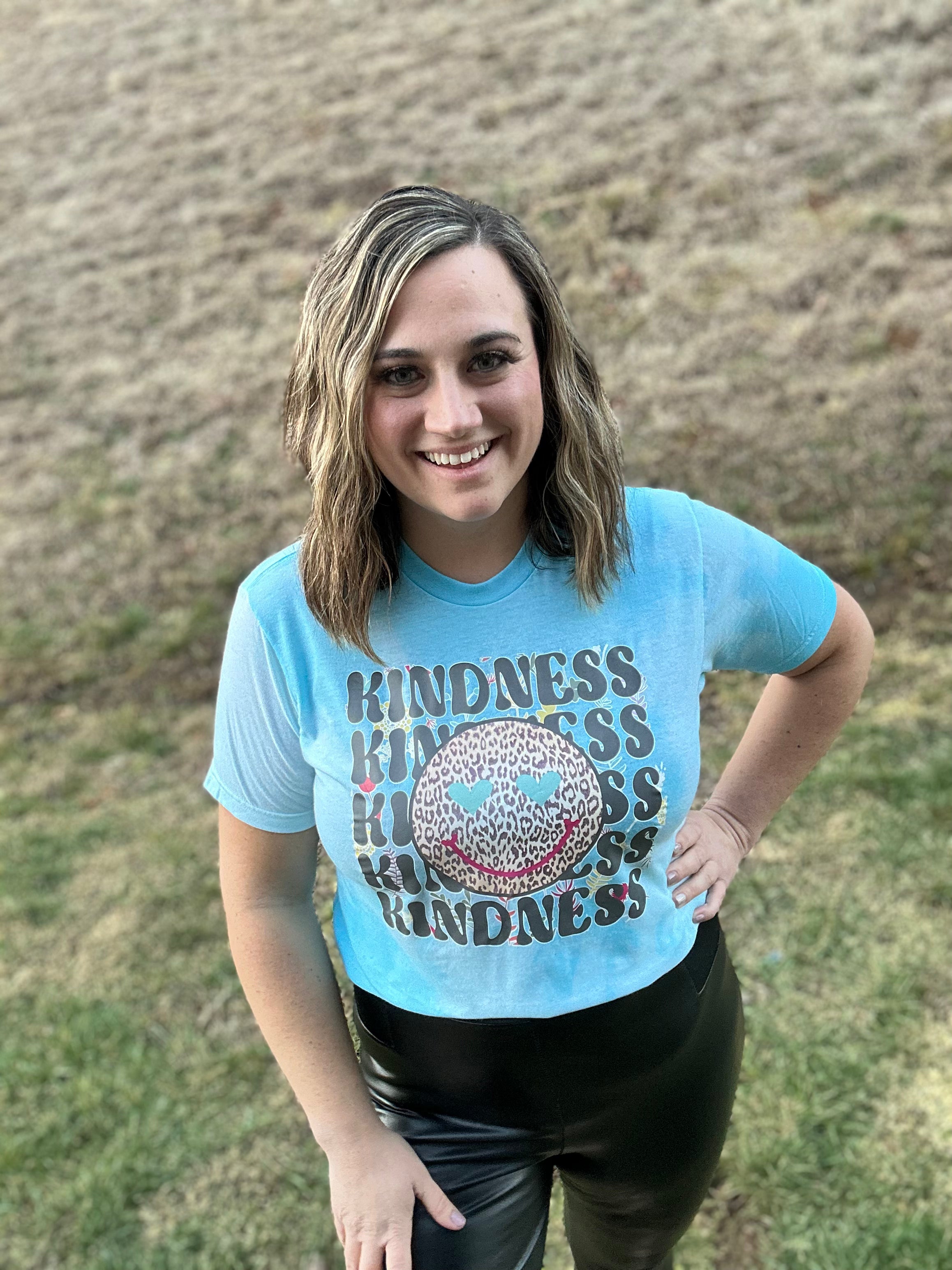 Kindness Leopard Smiley Tie Dye Tee