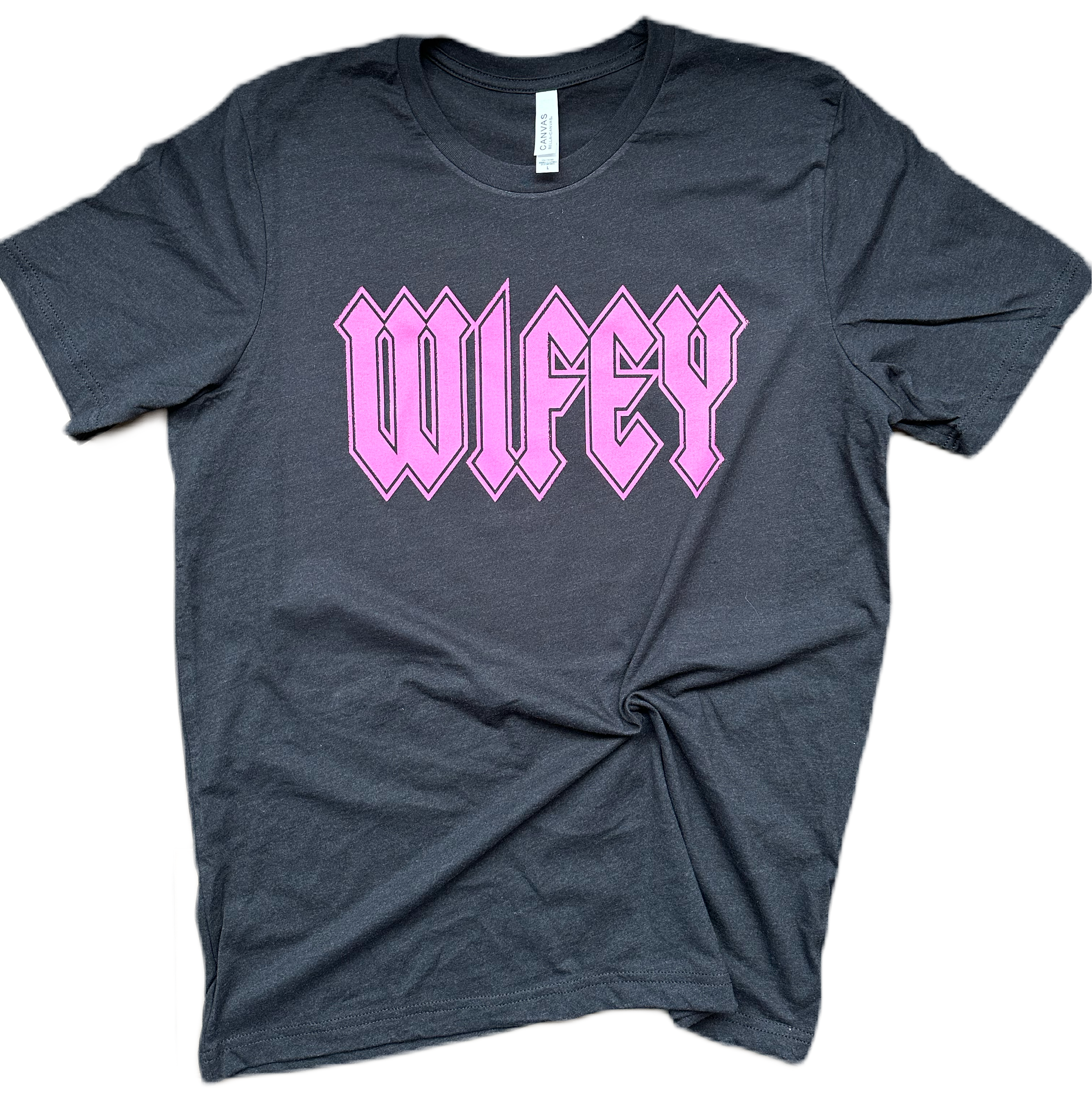 Wifey Tee with Bright Pink Lettering