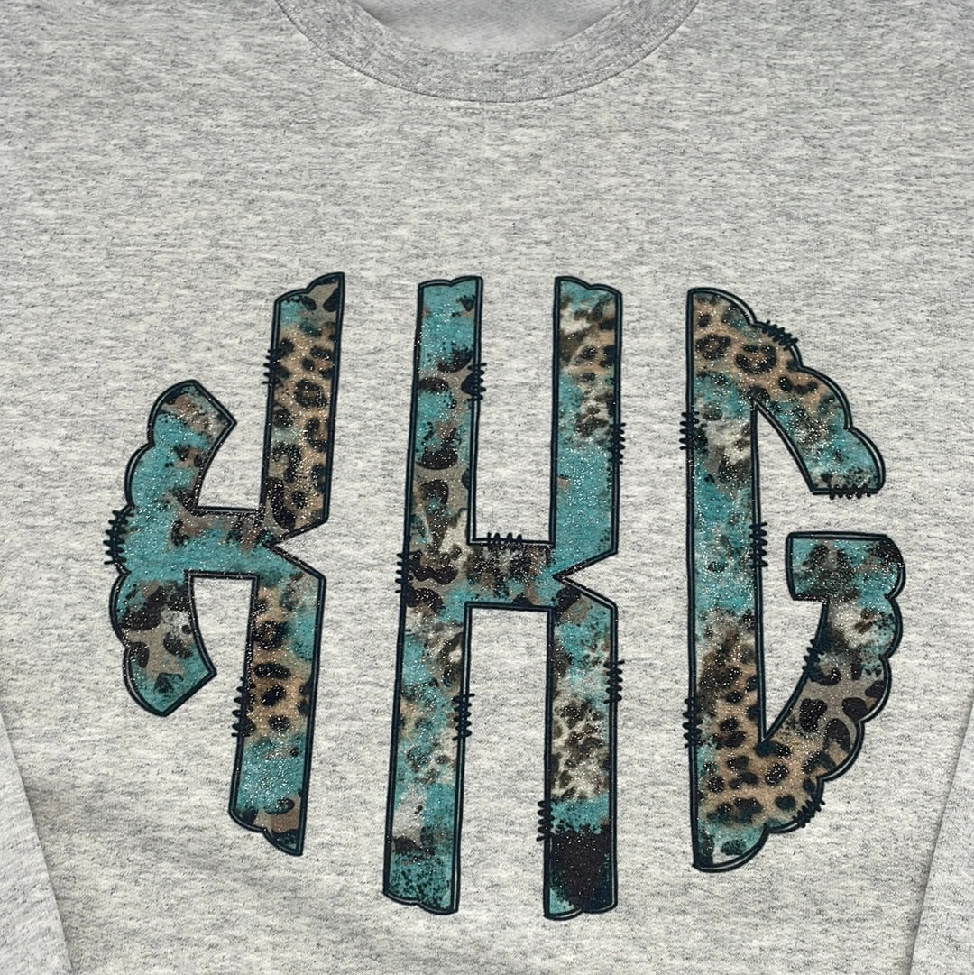 Monogram Sweatshirt Cow And Leopard Print